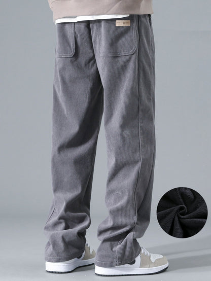 Polar Fleece Lined Straight Leg Corduroy Pants - Naturzy