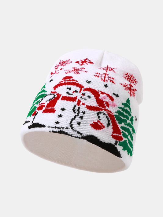 Snowman Couple Pattern Jacquard Knitted Hat - Naturzy