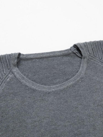 Slim Fit Raglan Sleeve Crew Neck Sweater - Naturzy