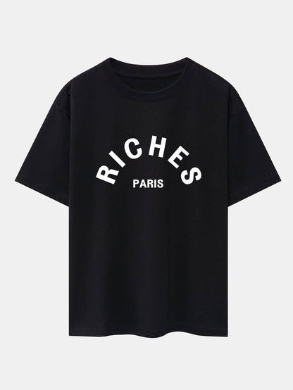 Riches Paris Print Oversize T-Shirt - Naturzy