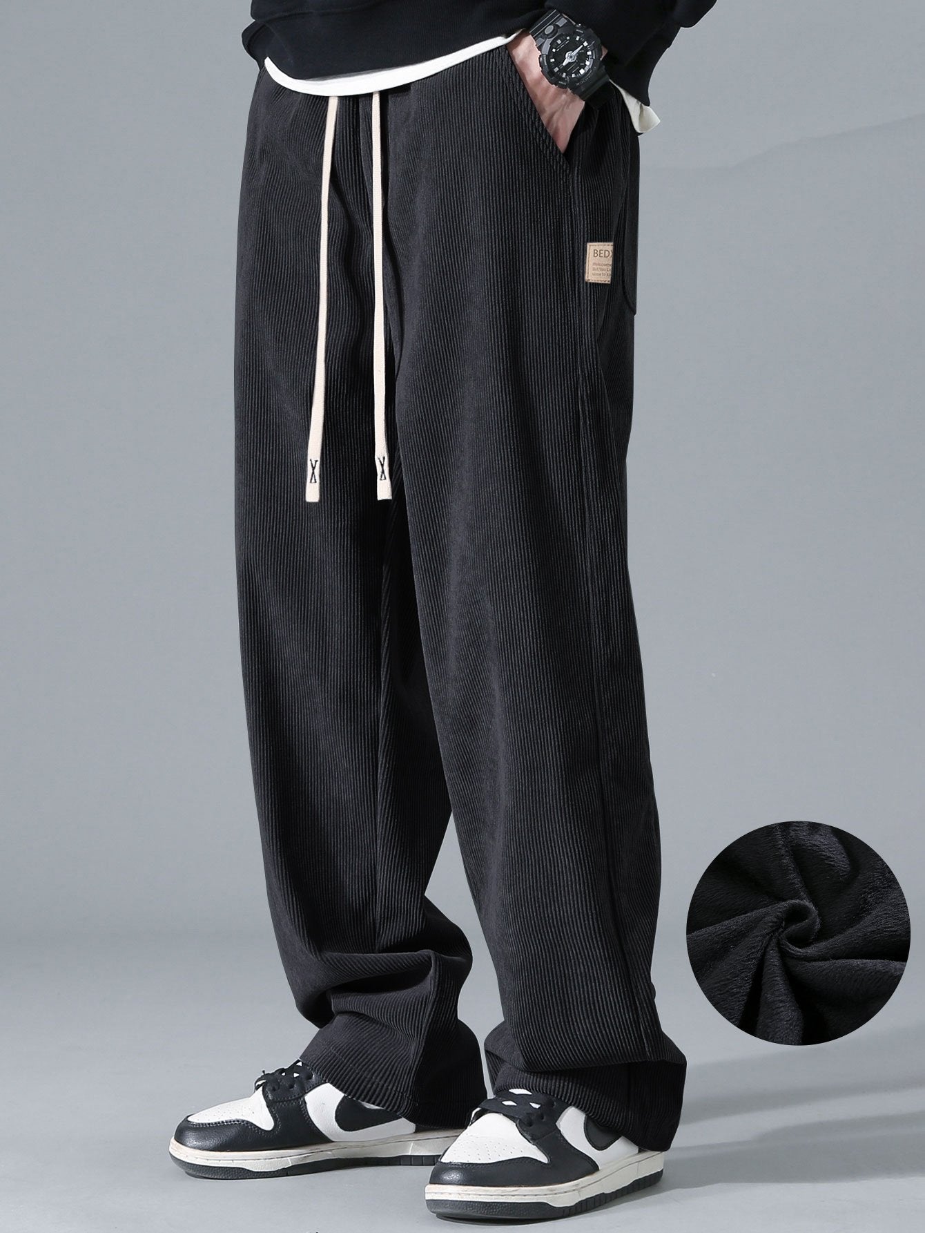 Polar Fleece Lined Straight Leg Corduroy Pants - Naturzy