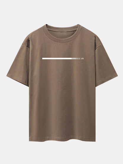 Dream Slogan Print Drop Shoulder Oversize T-Shirt - Naturzy