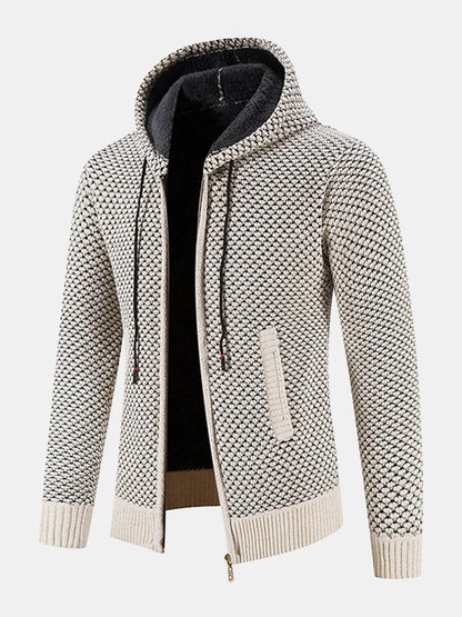 Teddy Lined Textured Hooded Sweater - Naturzy