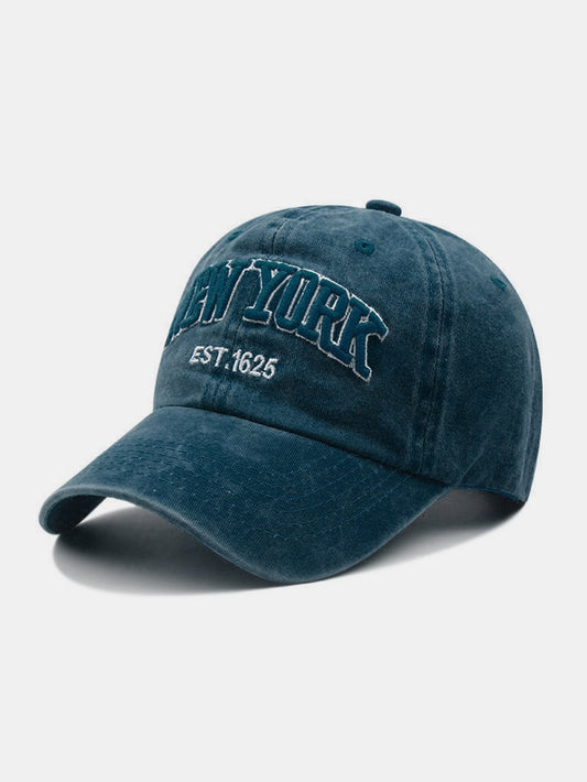 New York Embroidery Washed Distressed Cotton Baseball Cap - Naturzy