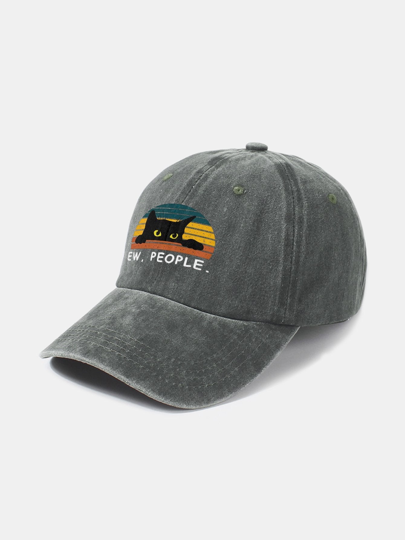 Black Cat Pattern Casual Decoration Washed Cotton Baseball Cap - Naturzy