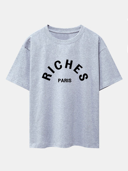 Riches Paris Print Oversize T-Shirt - Naturzy