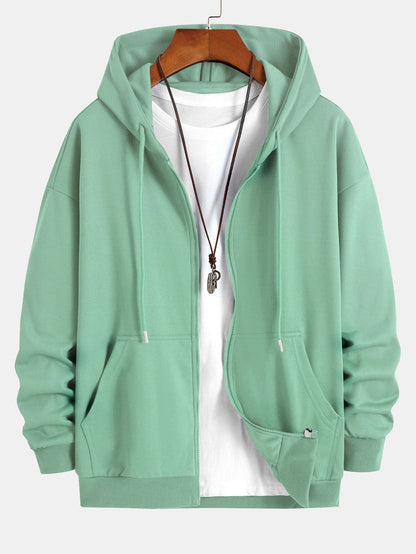 Basic Relax Fit Zip Hoodie - Naturzy