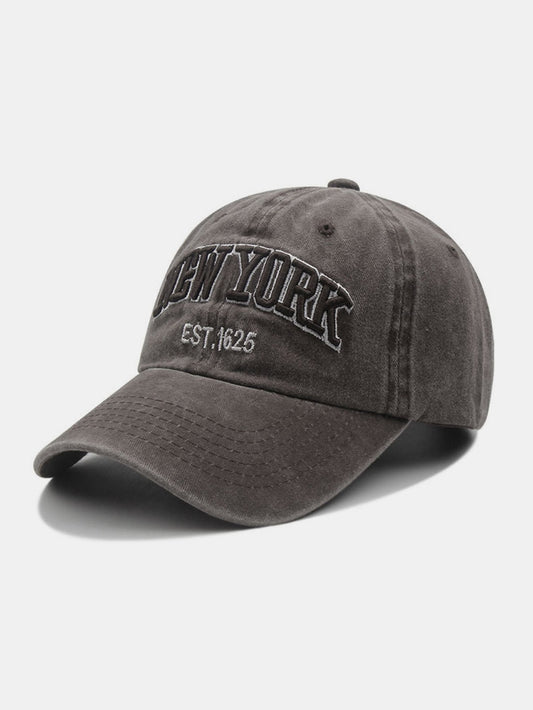 New York Embroidery Washed Distressed Cotton Baseball Cap - Naturzy