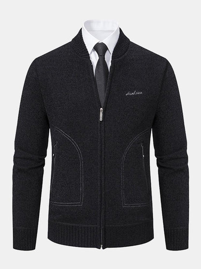 Zip Up Baseball Collar Sweater - Naturzy