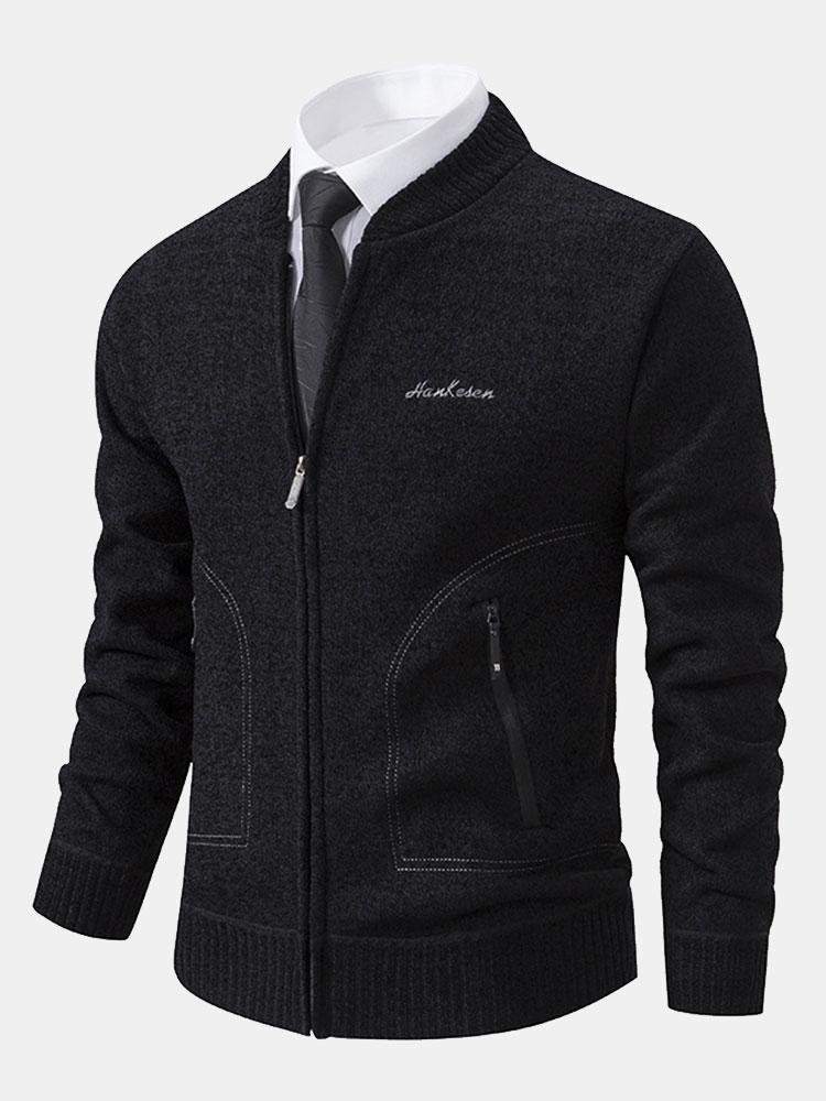 Zip Up Baseball Collar Sweater - Naturzy
