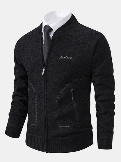 Zip Up Baseball Collar Sweater - Naturzy