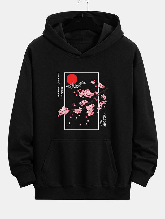 Cherry Blossom Slogan Print Relax Fit Hoodie - Naturzy