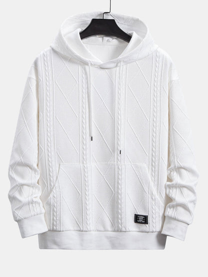 Relax Fit Geometric Jacquard Hoodie - Naturzy