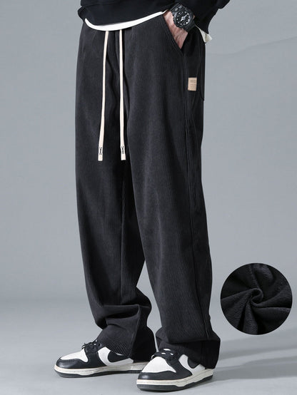 Polar Fleece Lined Straight Leg Corduroy Pants - Naturzy