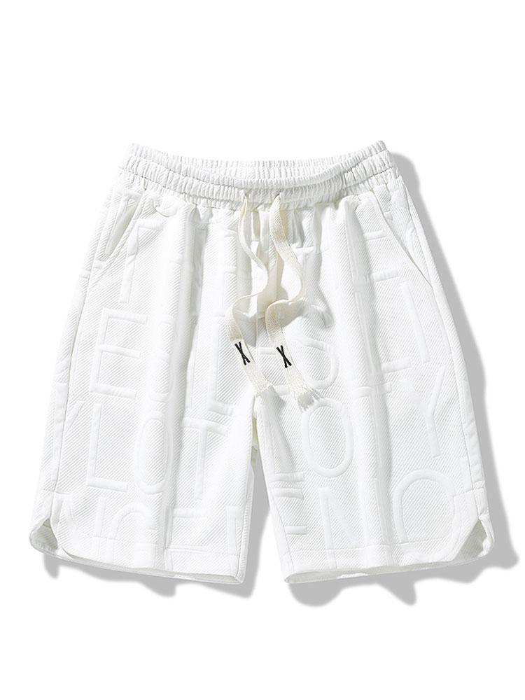 Letter Jacquard Warm Up Shorts - Naturzy
