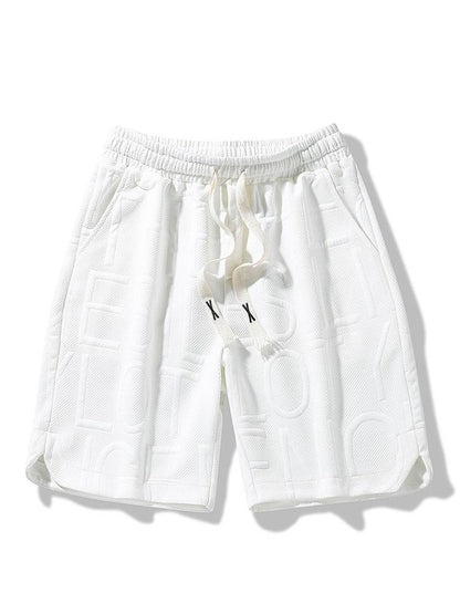 Letter Jacquard Warm Up Shorts - Naturzy