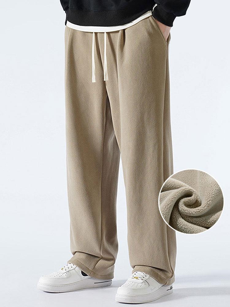 3 Pieces Polar Fleece Loose Fit Straight Leg Pants - Naturzy