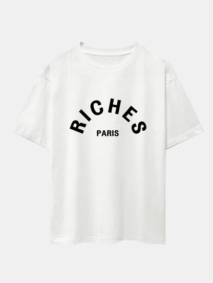 Riches Paris Print Oversize T-Shirt - Naturzy