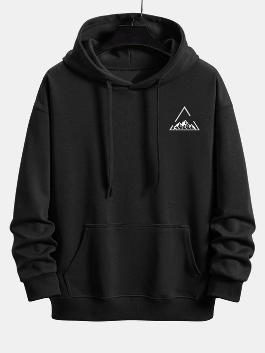 Triangle Mountain Print Relax Fit Hoodie - Naturzy