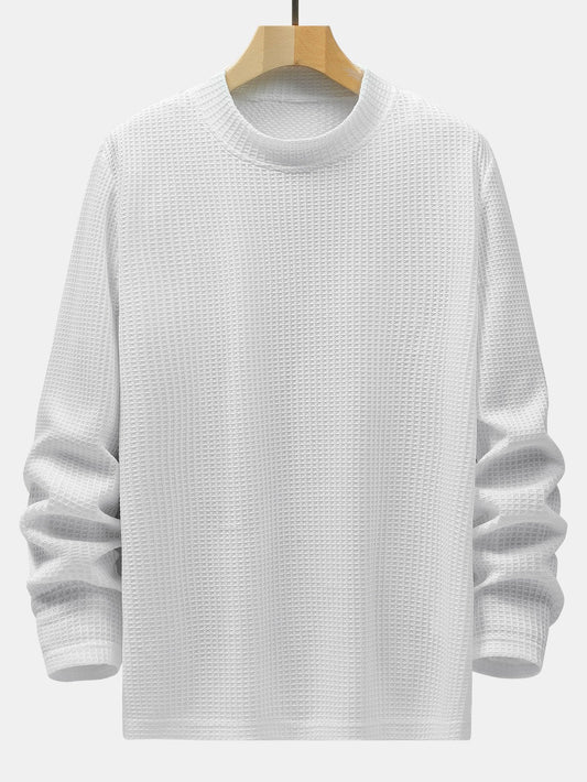 3 Pieces Long Sleeve Knitted Waffle Mock Neck T-Shirts - Naturzy