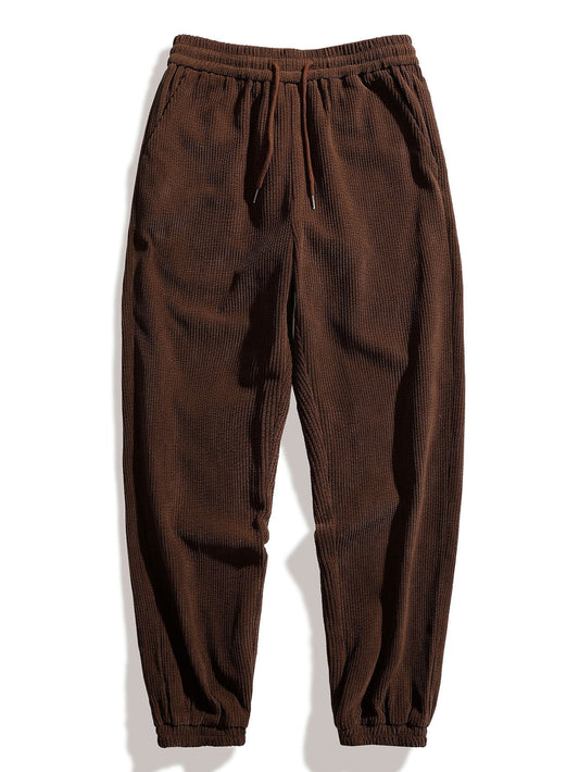 Drawstring Corduroy Jogger Pants - Naturzy