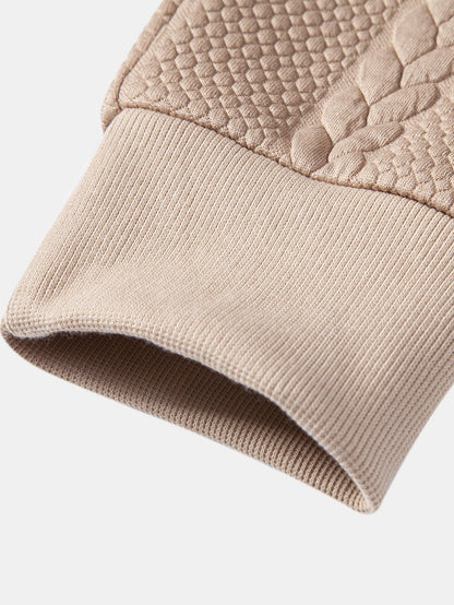 Relax Fit Wheat Jacquard Hoodie - Naturzy