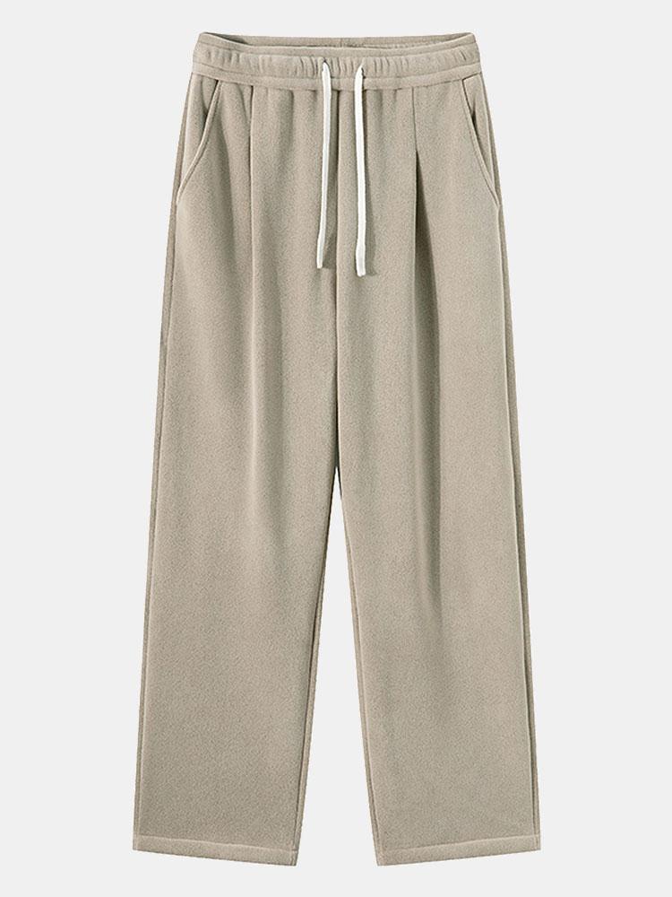 3 Pieces Polar Fleece Loose Fit Straight Leg Pants - Naturzy