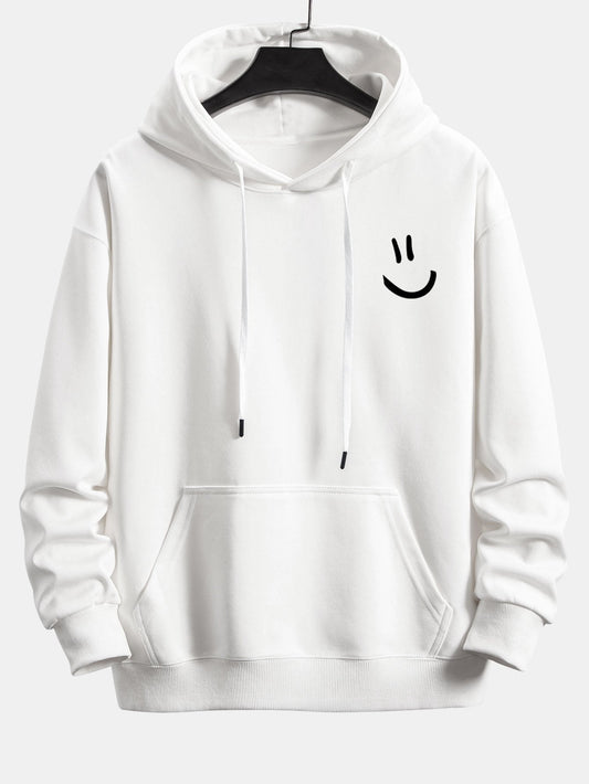 Smiley Face Print Relax Fit Hoodie - Naturzy