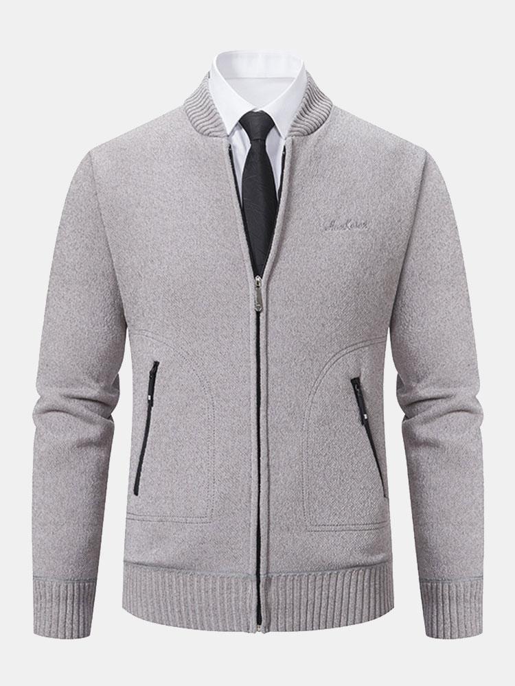 Zip Up Baseball Collar Sweater - Naturzy