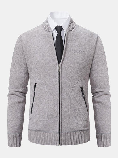 Zip Up Baseball Collar Sweater - Naturzy