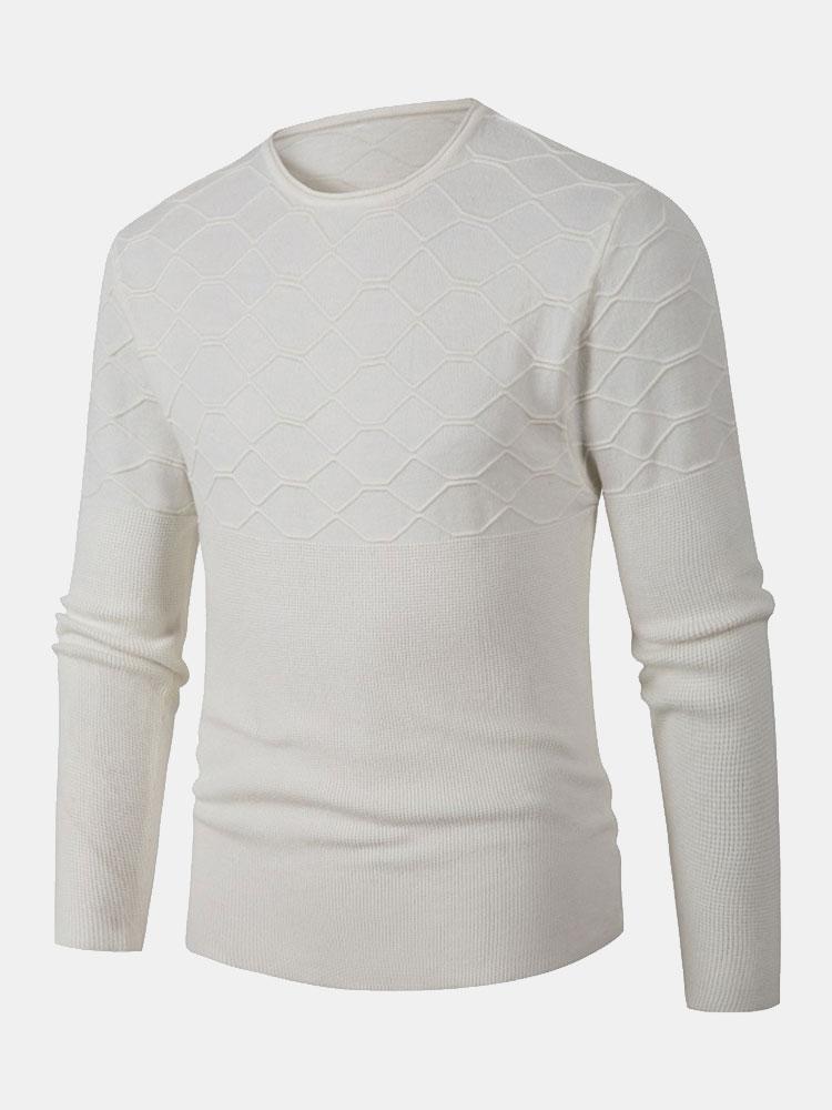 Slim Fit Crew Neck Knitted Sweater - Naturzy