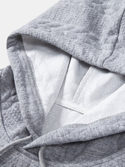Relax Fit Wheat Jacquard Hoodie - Naturzy