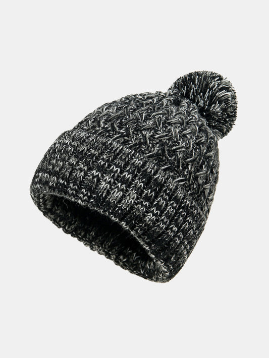 Jacquard Knit Beanie Hat With Pom Pom - Naturzy