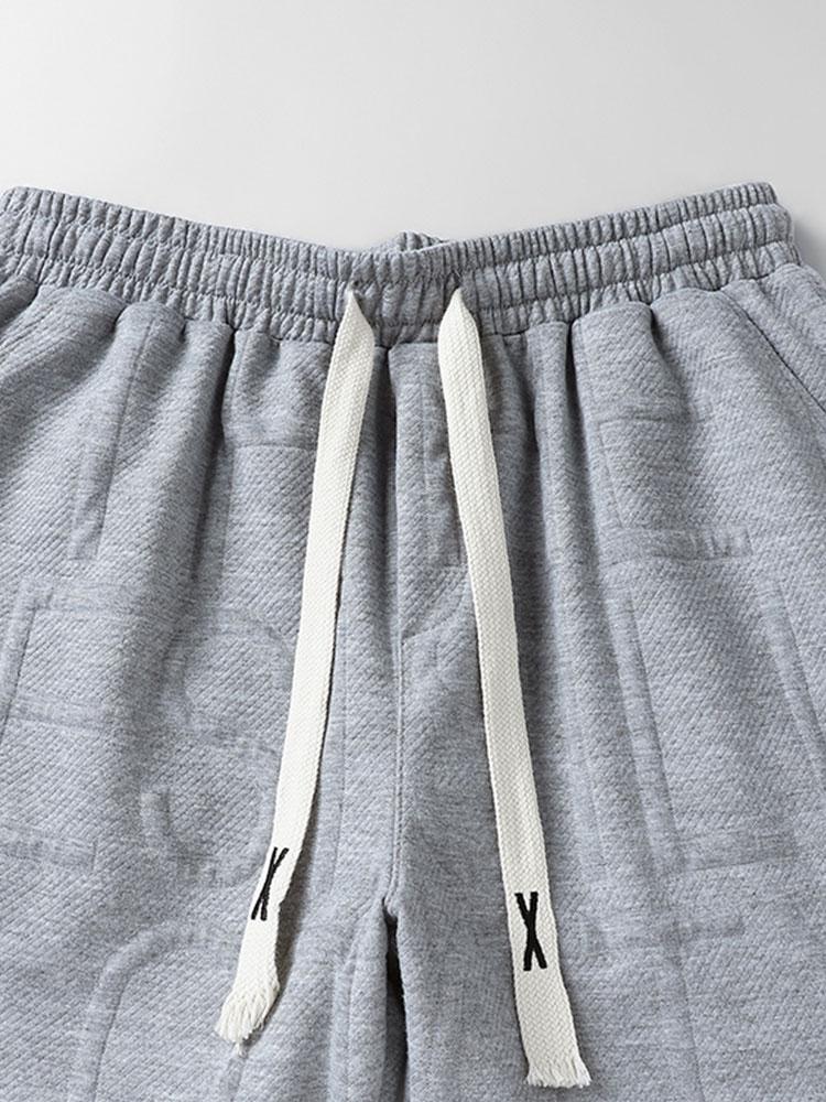 Letter Jacquard Warm Up Shorts - Naturzy