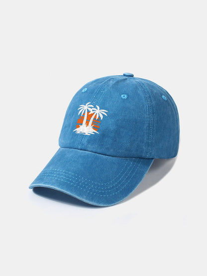 Coconut tree sunset pattern classic retro washed cotton casual baseball cap - Naturzy