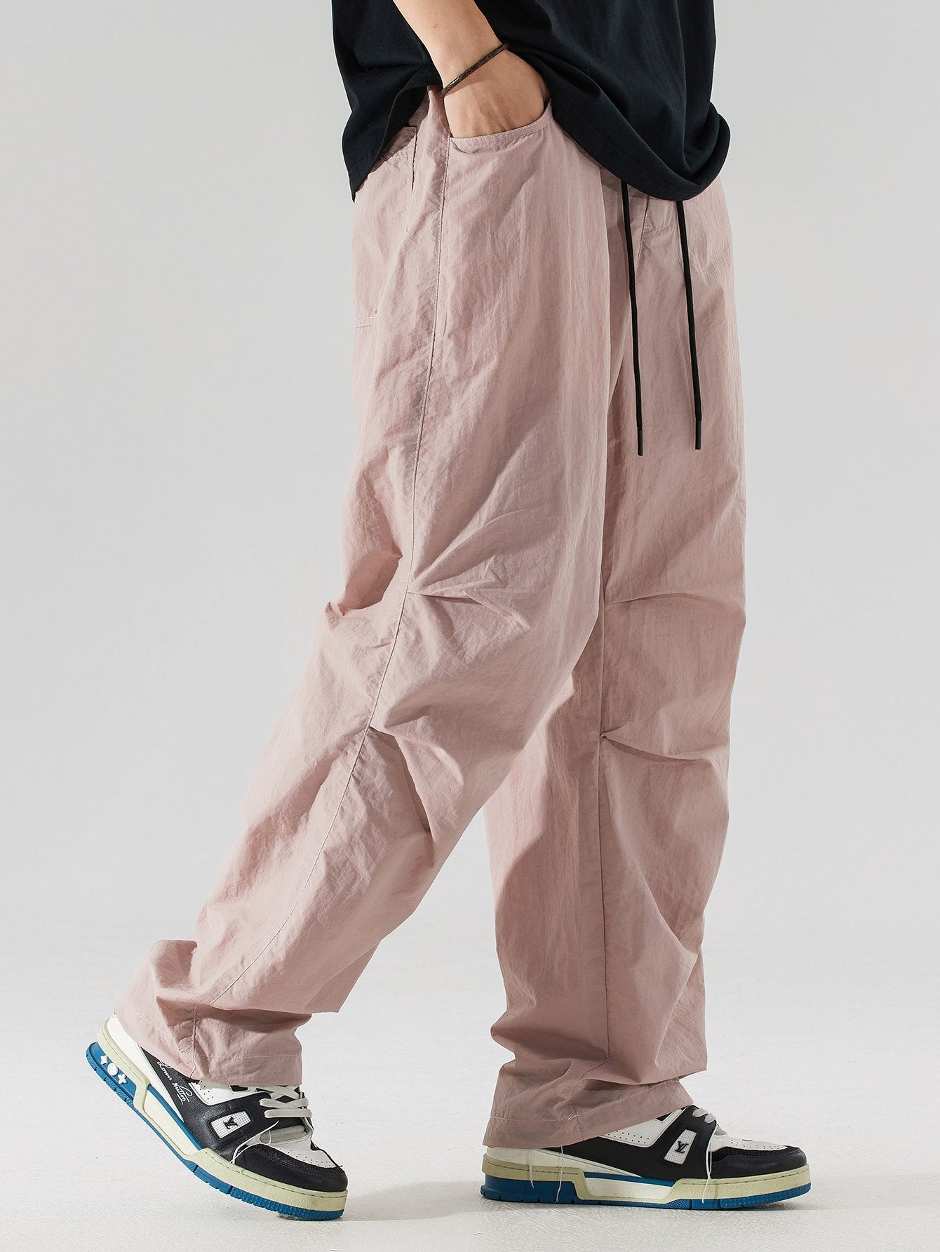 Elastic Waist Parachute Pants - Naturzy
