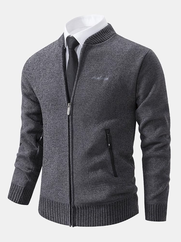 Zip Up Baseball Collar Sweater - Naturzy
