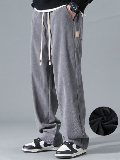Polar Fleece Lined Straight Leg Corduroy Pants - Naturzy