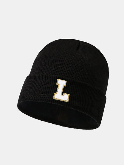 1pc Letter  A-Z Warm Knit Beanie Hat - Naturzy