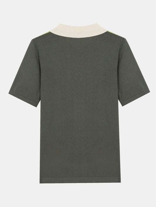 Striped Short Sleeve Color Block Sweater Polo - Naturzy