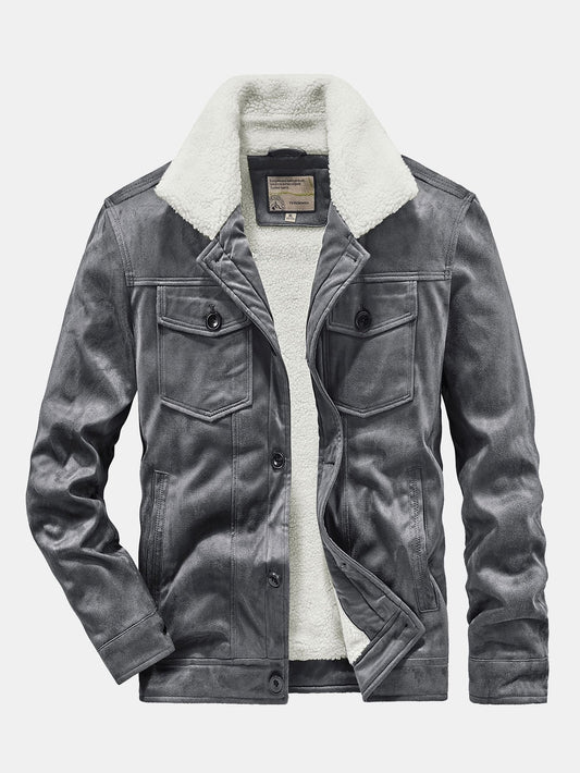 Teddy Lined Faux Suede Jacket - Naturzy