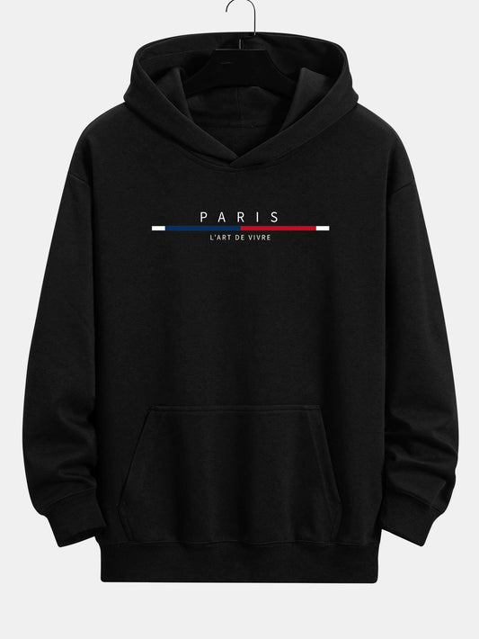Paris Stripe Print Relax Fit Hoodie - Naturzy