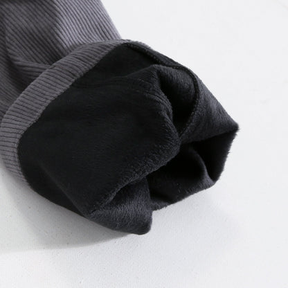 Polar Fleece Lined Straight Leg Corduroy Pants - Naturzy