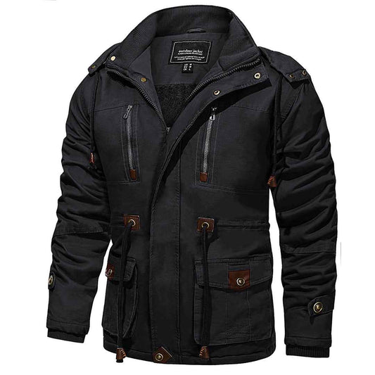 Men's Hood Jackets Thicken Fleece Cotton Work  Winter Coats